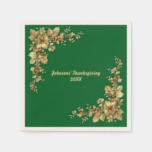 Serviette En Papier Elégant Thanksgiving Gold (Devant)