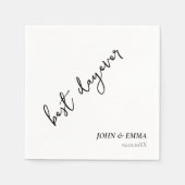 Serviette En Papier Elégant thème Mariage noir et blanc (Devant)