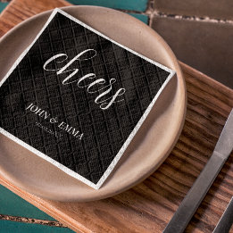 Serviette En Papier Elégant thème Mariage noir et blanc