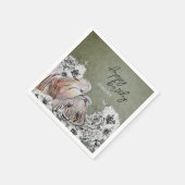 Serviette En Papier Elégant Tiger Botanique Sage Or Anniversaire (Coin)