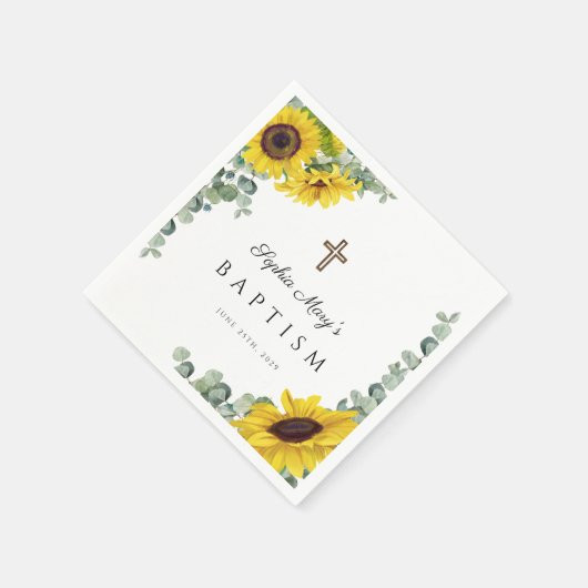 Serviette En Papier Élégant tournesol Baptême religieux (Coin)