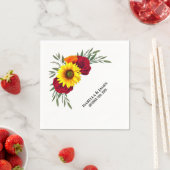 Serviette En Papier Elégant Tournesol Bourgogne Rose Mariage (En situation)