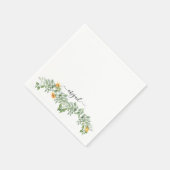 Serviette En Papier Élégant tournesol en feuillage Nom du script perso (Coin)