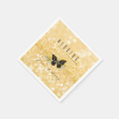 Serviette En Papier Élégant tournesol étincelant noir papillon or (Coin)