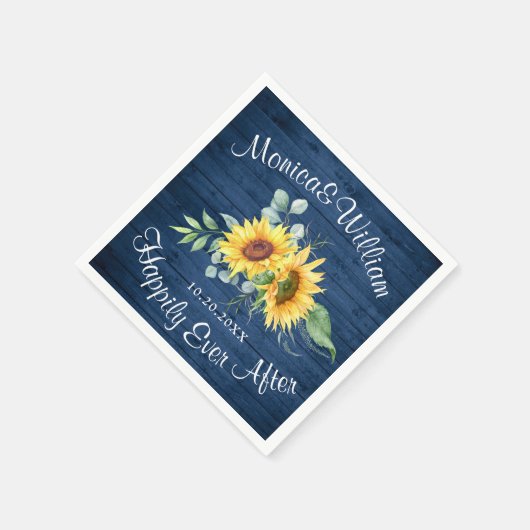 Serviette En Papier Élégant tournesol Eucalyptus Rustique Mariage en b (Coin)