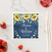 Serviette En Papier Élégant tournesol Eucalyptus Rustique Mariage en b (En situation)