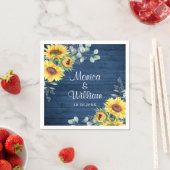 Serviette En Papier Élégant tournesol Eucalyptus Rustique Mariage en b (En situation)