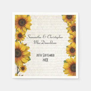 Serviette En Papier Elégant tournesol jaune pays mariage floral