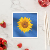 Serviette En Papier Elégant tournesol jaune sur Mariage bleu royal (En situation)