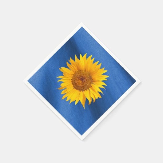 Serviette En Papier Elégant tournesol jaune sur Mariage bleu royal (Coin)