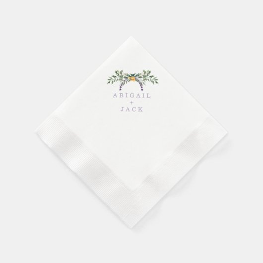 Serviette En Papier Élégant tournesol & Lavender Mariage Coin (Coin)