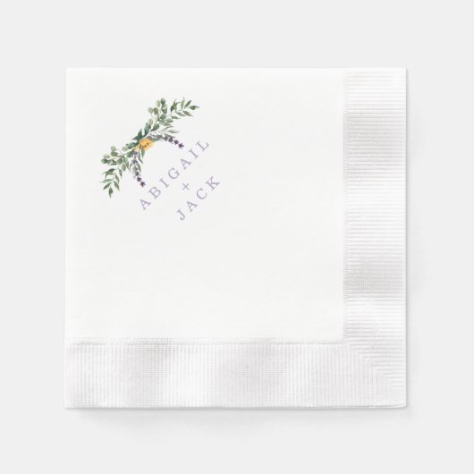 Serviette En Papier Élégant tournesol & Lavender Mariage Coin (Devant)