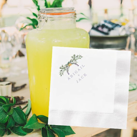 Serviette En Papier Élégant tournesol & Lavender Mariage Coin