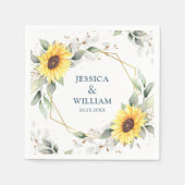 Serviette En Papier Élégant tournesol vert Mariage floral papier (Devant)