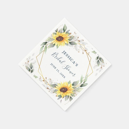 Serviette En Papier Elégant tournesol vert papier Fête des mariées (Coin)