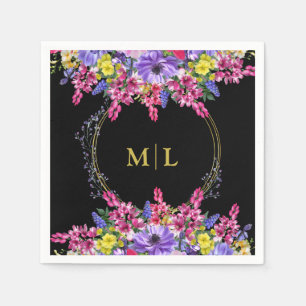 Serviette En Papier Élégant Toutes Les Occasions Monogramme Noir Multi