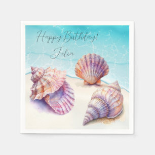 Serviette En Papier Elégant Tropical Beach Seashells Pearls Nautique