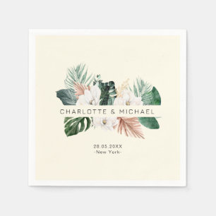 Serviette En Papier Élégant, tropical, mariage feutré