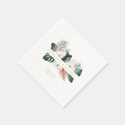 Serviette En Papier Élégant, tropical, mariage feutré (Coin)