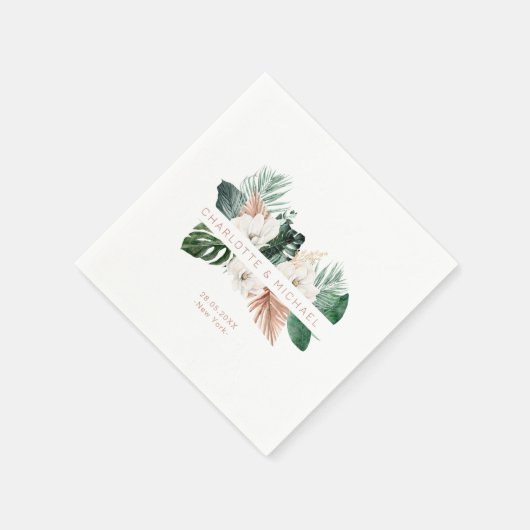 Serviette En Papier Élégant, tropical, mariage feutré (Coin)