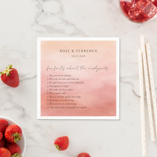 Serviette En Papier Elegant Tropical Sunset Fun Facts Wedding (En situation)