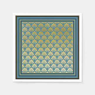 Serviette En Papier Elégant Turquoise Art Déco Ventilateur Motif Maria