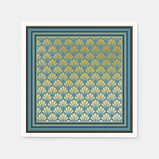 Serviette En Papier Elégant Turquoise Art Déco Ventilateur Motif Maria (Devant)
