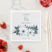 Serviette En Papier Elégant Turquoise de menthe florale (En situation)