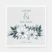 Serviette En Papier Elégant Turquoise de menthe florale (Devant)