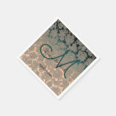 Serviette En Papier Élégant Turquoise Et Champagne Mariage thème Monog (Coin)