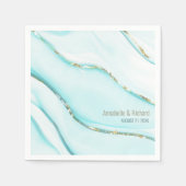 Serviette En Papier Elégant Turquoise Gold Agate Mariage (Devant)