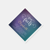 Serviette En Papier Élégant Turquoise Gradient Fun Facts Lady (Coin)