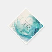 Serviette En Papier Élégant Turquoise Retraite Vague Océan Aquarelle (Coin)
