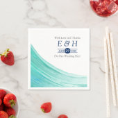 Serviette En Papier Elégant Turquoise Tides Beach Mariage (En situation)