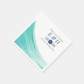 Serviette En Papier Elégant Turquoise Tides Beach Mariage (Coin)