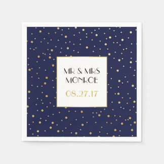 Serviette En Papier Élégant Twinkle Stars Midnight Blue Sky et Gold