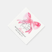 Serviette En Papier Élégant Tying Knot Pink Bow Bachelorette Party (Coin)