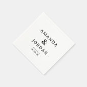 Serviette En Papier Élégant Typographique Noir (Coin)