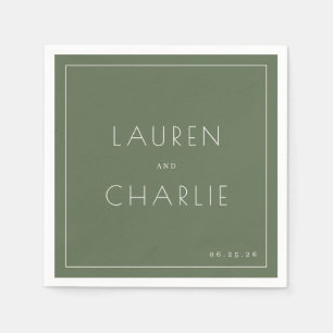 Serviette En Papier Élégant Typographique Olive