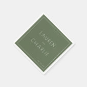 Serviette En Papier Élégant Typographique Olive (Coin)