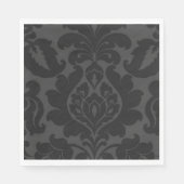 Serviette En Papier Elégant velours noir texturé Damas (Devant)