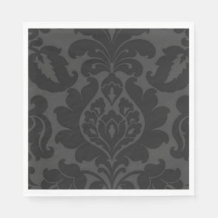 Serviette En Papier Elégant velours noir texturé Damas
