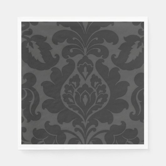 Serviette En Papier Elégant velours noir texturé Damas (Devant)