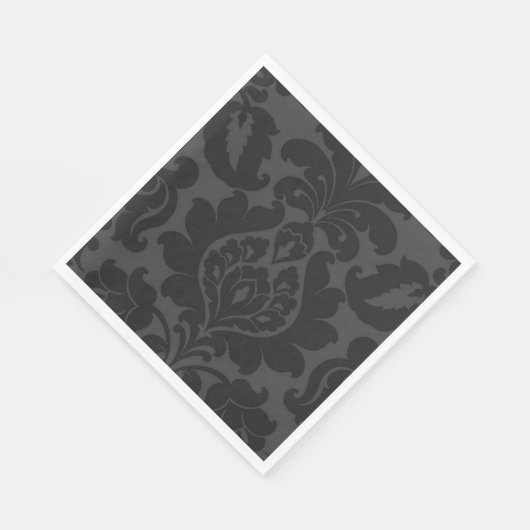 Serviette En Papier Elégant velours noir texturé Damas (Coin)