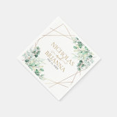 Serviette En Papier Elégant verdure Eucalyptus Mariage géométrique or (Coin)