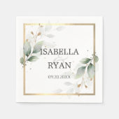 Serviette En Papier ÉLÉGANT Verdure Feuille Mariage or (Devant)
