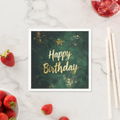 Serviette En Papier Elégant Vert & Faux Or Anniversaire (En situation)