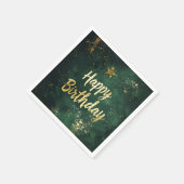 Serviette En Papier Elégant Vert & Faux Or Anniversaire (Coin)