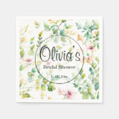 Serviette En Papier Elégant vert fleurs sauvages d'aquarelle (Devant)