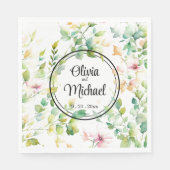 Serviette En Papier Elégant vert fleurs sauvages d'aquarelle (Devant)